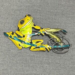 Zarah Vintage Panamanian Golden Frog Brooch Pin Sterling Silver Marked S925
